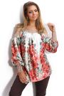 Women's flowers print satin top with nude shoulders Avangard