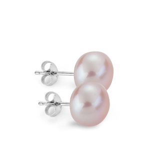 Silver earrings with freshwater pink pearls 10-11 mm CAA010R Swan