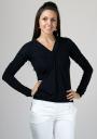 Black Sports Blouse with Draped Sleeves Basic Line 