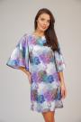 Rochie kimono cu flori de dama mixt lavanda 72221-418