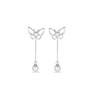 Silver Earrings with natural pearls RT142EWL Swan