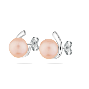 Silver earrings with freshwater pink pearls SE0002AP Swan