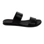 Women's black leather flip-flops 19237