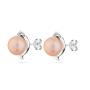 Silver heart earrings with freshwater pink pearls and zirconium stones SE0019B Swan