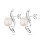 Silver Earrings with natural white pearls SE0022W Swan