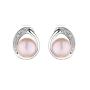 Silver earrings with freshwater pink pearls and zirconium SE0029P Swan