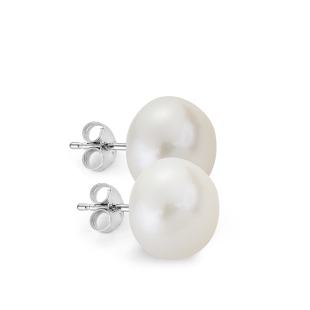 Silver earrings with freshwater white pearls 11-12 mm CAA011W Swan