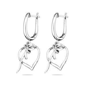 Silver Earrings heart with zicons JT8312E Swan