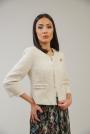 Women's boucle jacket in champagne color with brooch 42104-250