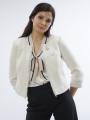 Women's jacquard jacket in ecru color with brooch 42001-250