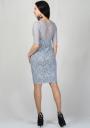 Grey lace dress with embroidered roses BF RUMENA