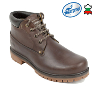 Men's brown leather boots with windproof and rainproof lining