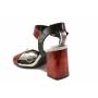 Ladies leather sandals with straps in red and black 21260