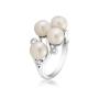 Silver ring with white freshwaters pearls and zircons RT259RW Swan