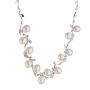 Silver necklace with freshwater white pearls and zirconium petals CAA003 Swan