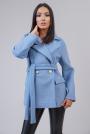 Women's short coat with a belt in light blue color 12202-401