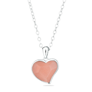 Silver Necklace with heart shape pink coral GL1657N Swan