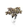 Silverring with flowers of black mussel mother of pearl HEARTR Swan