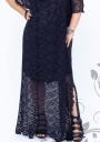 Maxi dress of black lace with flower decoration Ilina fashion