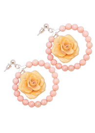 Earrings with Real Champagne Roses and Mayorka Pearls Red love Dannyra Jewels 