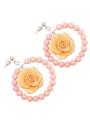 Earrings with Real Champagne Roses and Mayorka Pearls Red love Dannyra Jewels 