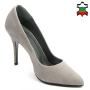 Women's elegant light grey suede leather shoes