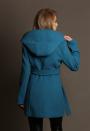 Women's light blue coat with hood and belt 12303-405