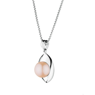 Silver necklace with natural pink pearl GP051R Swan