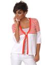 White cardigan with red stripes Z-10