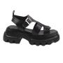 Black women's genuine leather sandals on a high platform with a grip FESTA06