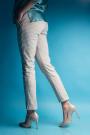 Women's elegant trousers in beige with blue thread 61012-833