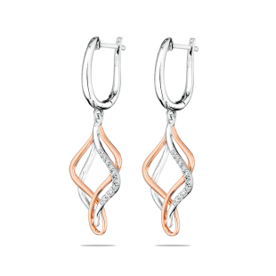 Earrings silver and gold with zircons JT8299E Swan