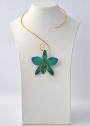 Necklace With Real Orchid In Emerald Green Dannyra Jewels