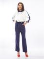 Women's elegant trousers in dark blue with belt 61806-400