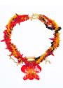 Fire Corals Necklace With Real Orchid Dannyra Jewels