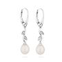 Silver earrings with freshwater white pearls and zirconium CAA002W Swan