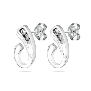 Silver Earrings with zircons END041E Swan