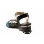 Women's anatomical sandals made of genuine leather in blue, black and white on low heel 21279