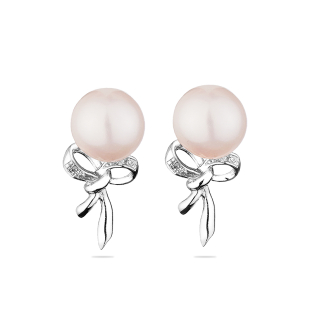 Silver Earrings with natural pearls  SE0470 Swan