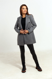 Ladies long jacket in black and white 42115-934