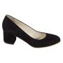 Women's black suede leather shoes with low heels 32839