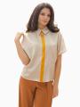 Women's ecru blouse with edging and brooch 81923-803-301