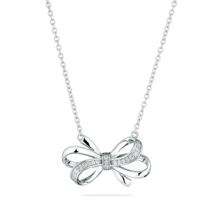 Silver necklace ribbon with zircons JT8301N Swan