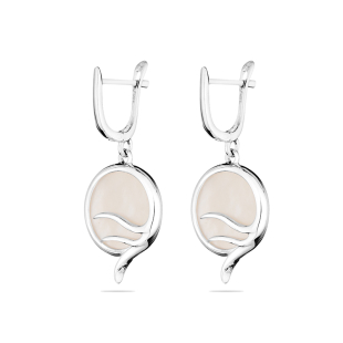 Silver Earrings with white mother of pearl GL1731E Swan