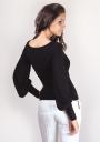 Bluza neagra din tricot cu maneci bufane Basic Line