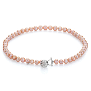 Fresh water pink pearls necklace 9-10mm R1667NR Swan