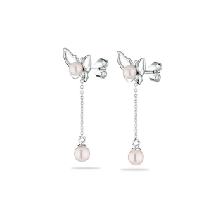 Silver Earrings with natural pearls RT142EWL Swan