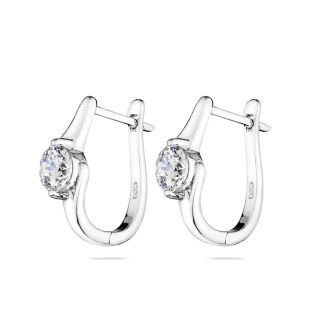 Silver Earrings with zircons END301E Swan