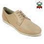 Women's beige leather shoes with flat soles