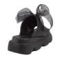 Black women's slippers with ribbon on platform 114BLACK